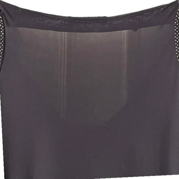 Robert Graham Sheer Beaded Top Ruched Sleeves Waterfall Neckline - Black - L* - Picture 4 of 7